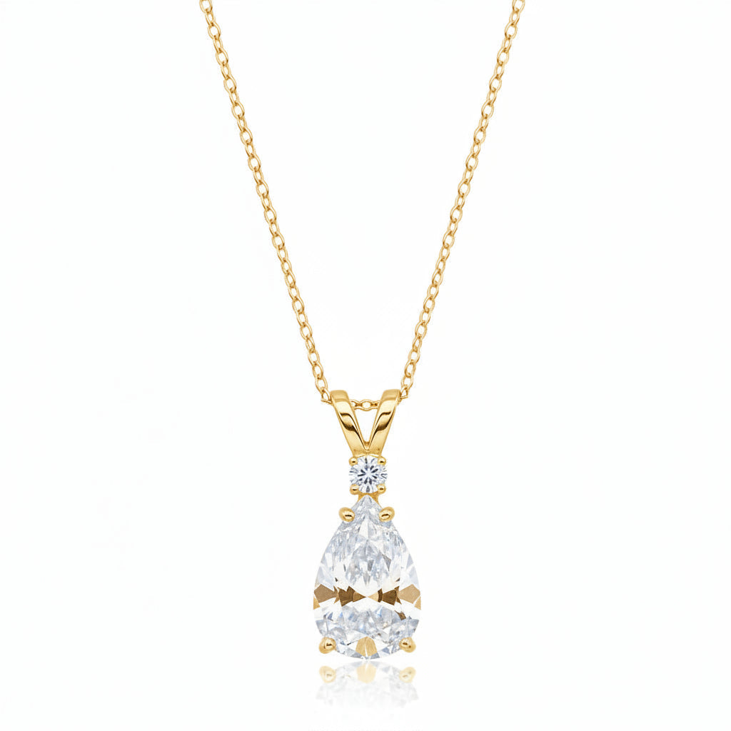 Pear Lab Diamond Solitaire Pendant Necklace 14k Yellow Gold (1.25ct)