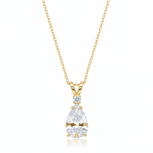 Pear Lab Diamond Solitaire Pendant Necklace 14k Yellow Gold (1.25ct)